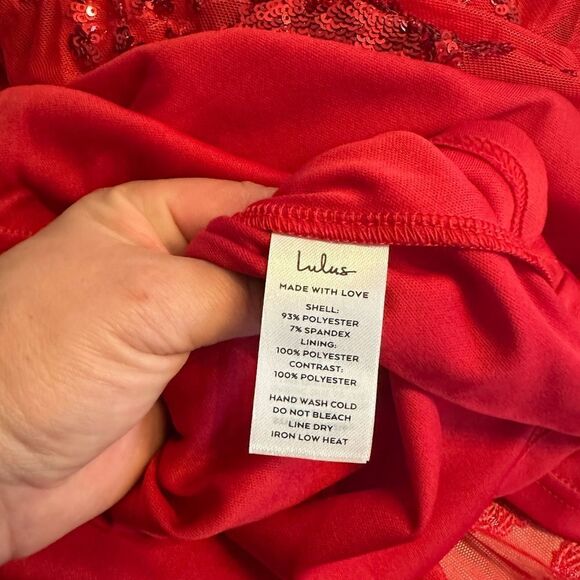 NWT Lulu’s Valhalla red sequin lace up maxi elegant formal dress Sz XL - Picture 10 of 12